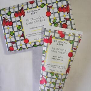 Beekman 1802 Pistachio & Dark Cherry 9oz Goat Milk Soap AND 2 oz Hand Lotion